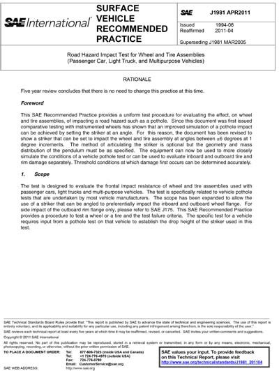 road hazard impact test|Development of the SAE J1981 road hazard impact test for wheel .